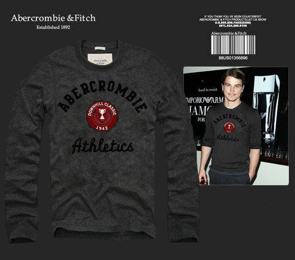 Abercrombie Fitch Hombres De Cuello Redondo Con Gente Fotos Largo Remera AF6079